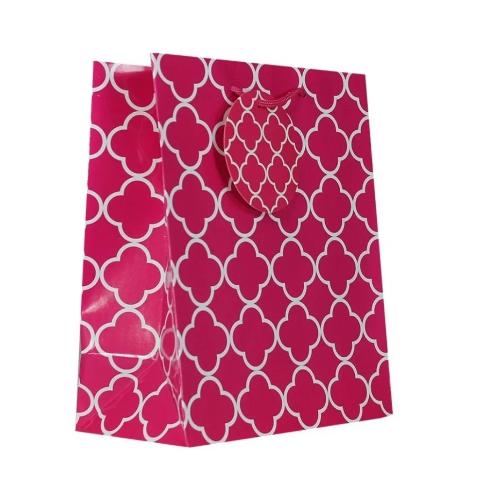 12 Oriental Trading Pink‎ Print Party Favor Gift Bag Geometric 9